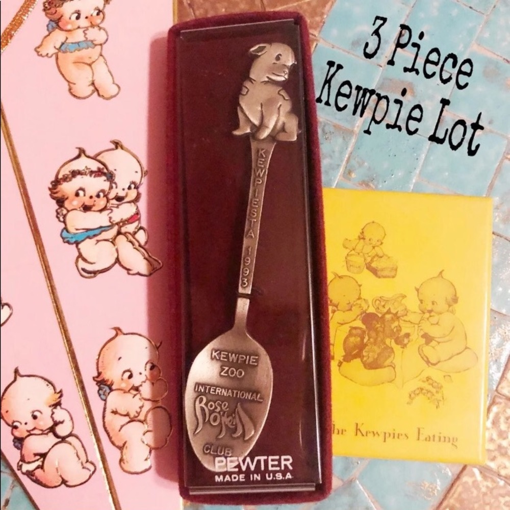 Vintage kewpie doll lot kewpiesta spoon/pocket mirror/ornament